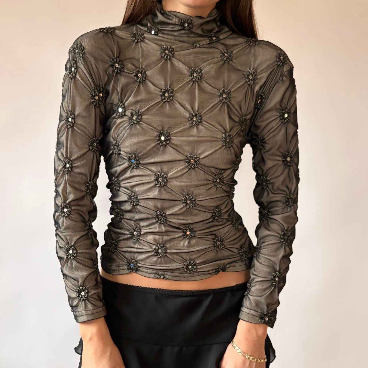 90s Mesh Mockneck Top (M/L)