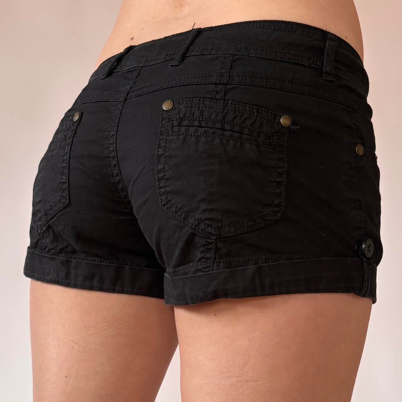 Y2K Black Low Rise Mini Shorts (XS/S)