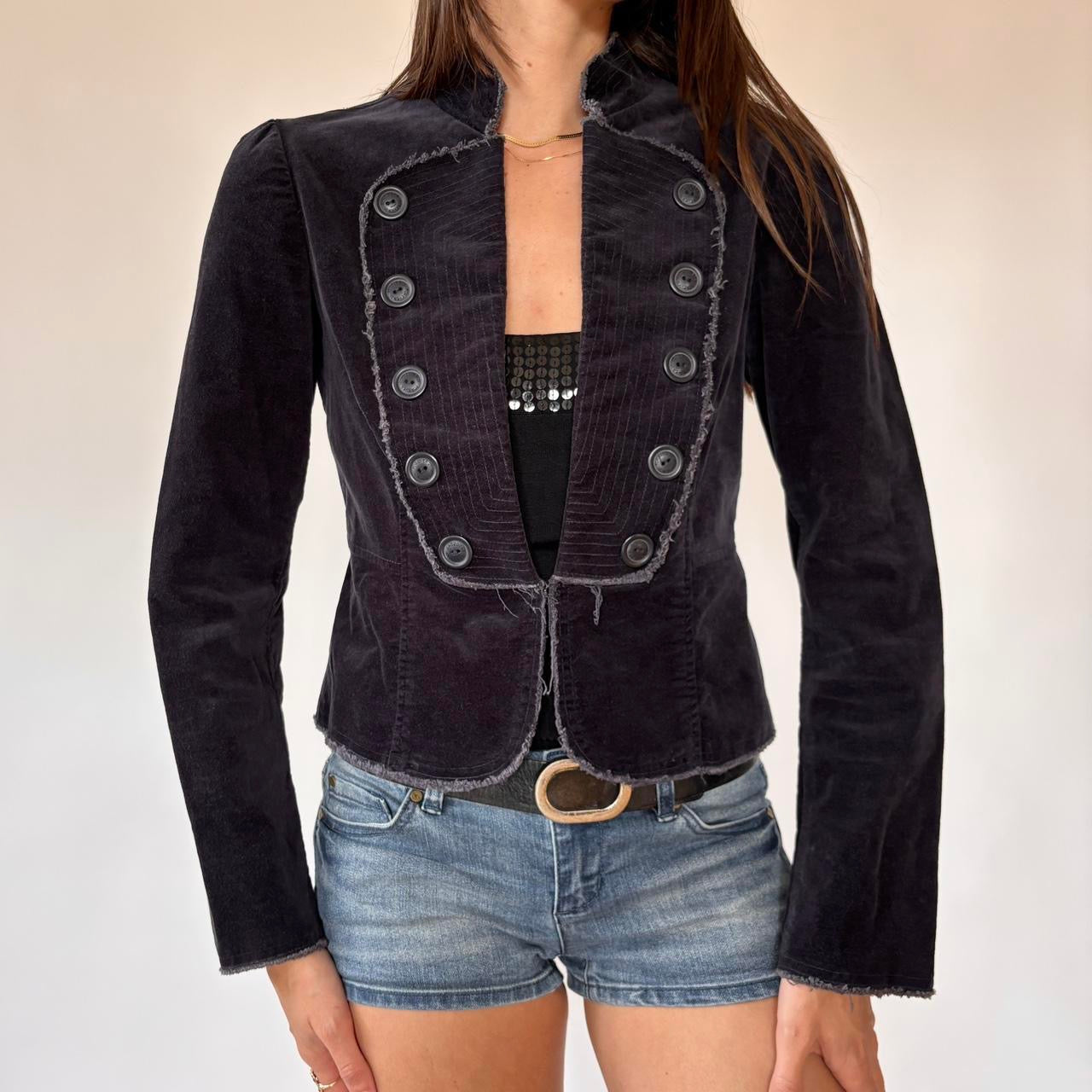 00s Velvet Military Style Jacket (S/M)