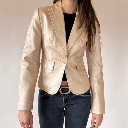 2000s Champagne Genuine Leather Blazer (XS/S)