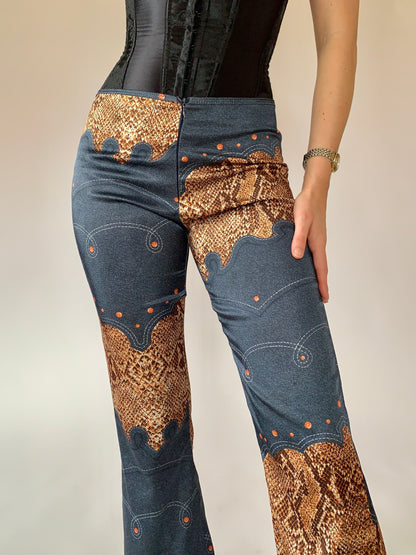 Vintage Snake & Denim Print Pants - S/M