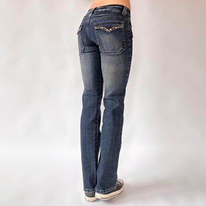 Y2K Low Rise Studded Bootcut Jeans (XXS)