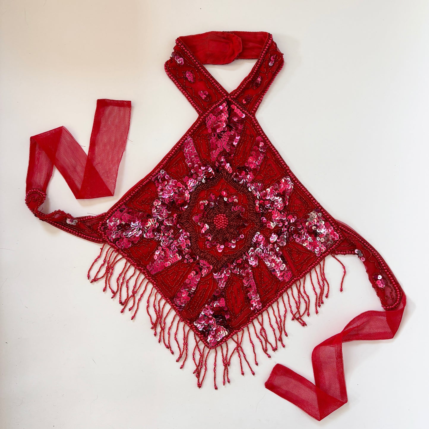 Vintage Cherry Beaded Halter (S)