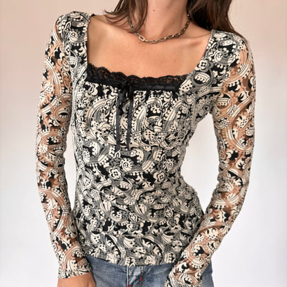 Y2K Mesh Longsleeve Top (XS/S)