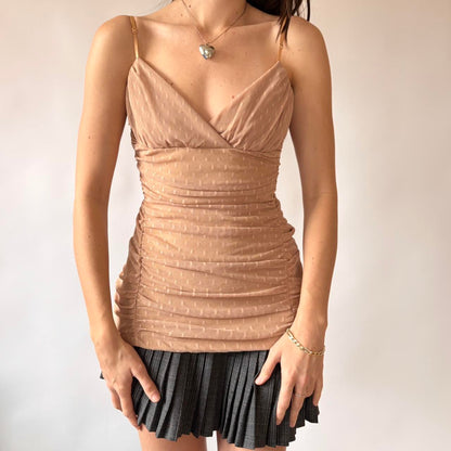 Charlotte Russe Nude Mesh Tank Top (M/L)