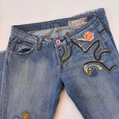Y2K Embroidered Jeans (M)