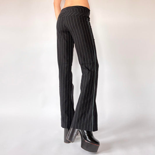 Y2K Low Rise Pinstripe Flare Pants (XS)
