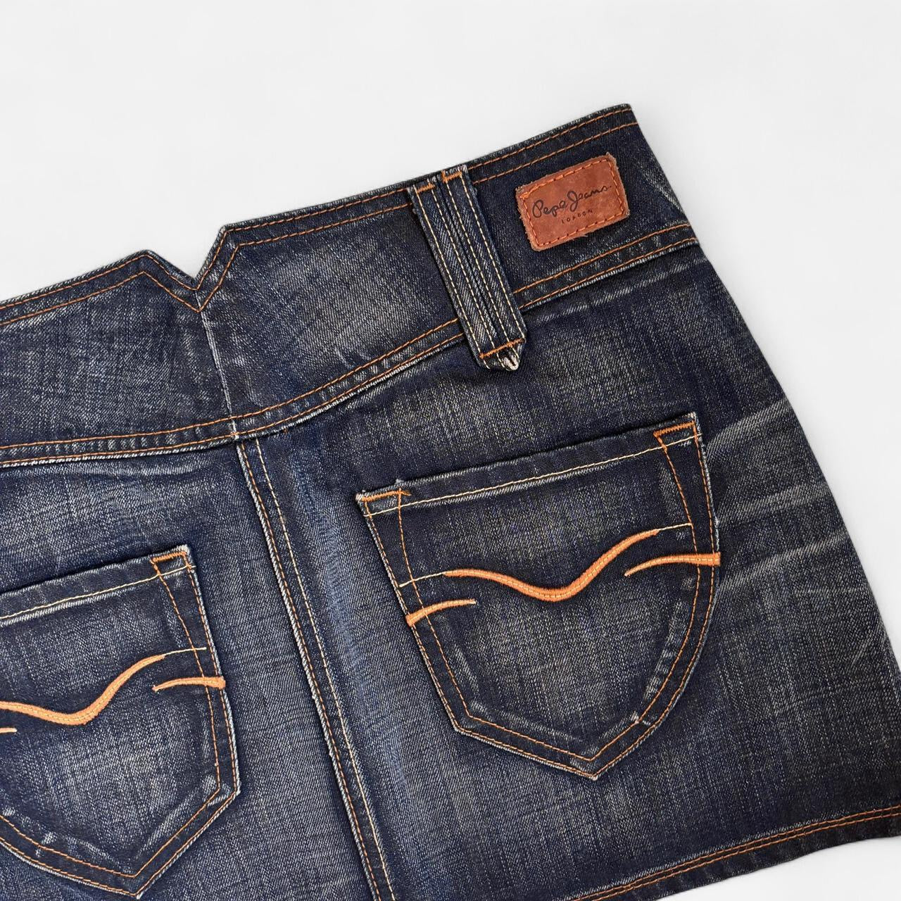 Y2K Faded Dark Wash Denim Mini Skirt (M)