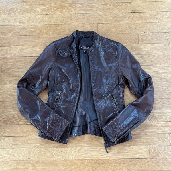 90s Leather Moto Jacket (XXS)