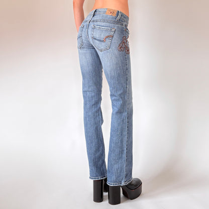 Y2K Embellished Low Rise Jeans (XS)