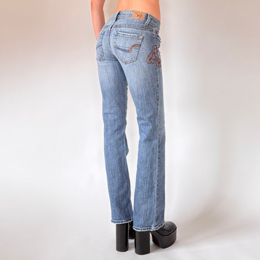 Y2K Embellished Low Rise Jeans (XS)