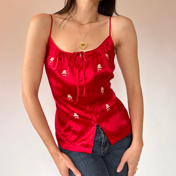 90s Cherry Silk Cami (M)