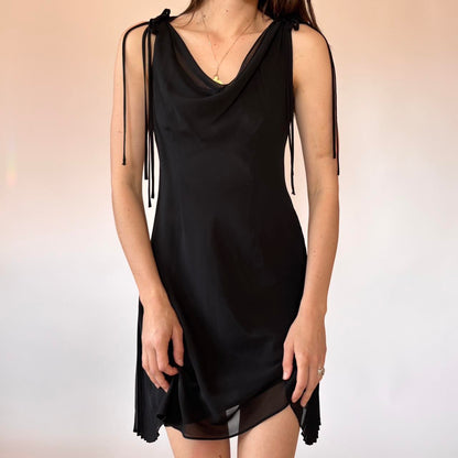 2000s Noir Cowl Neck Dress (XS/S)