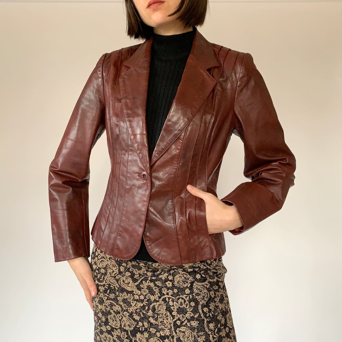 Vintage 1970s Leather Blazer (S)