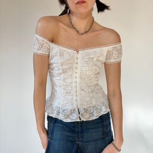 2000s White Lace Top (S)