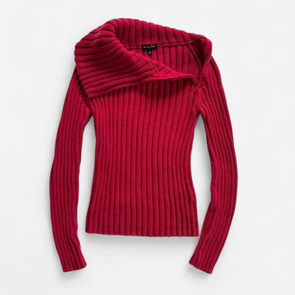 Y2K Red Asymmetrical Zip Sweater (XS/S)