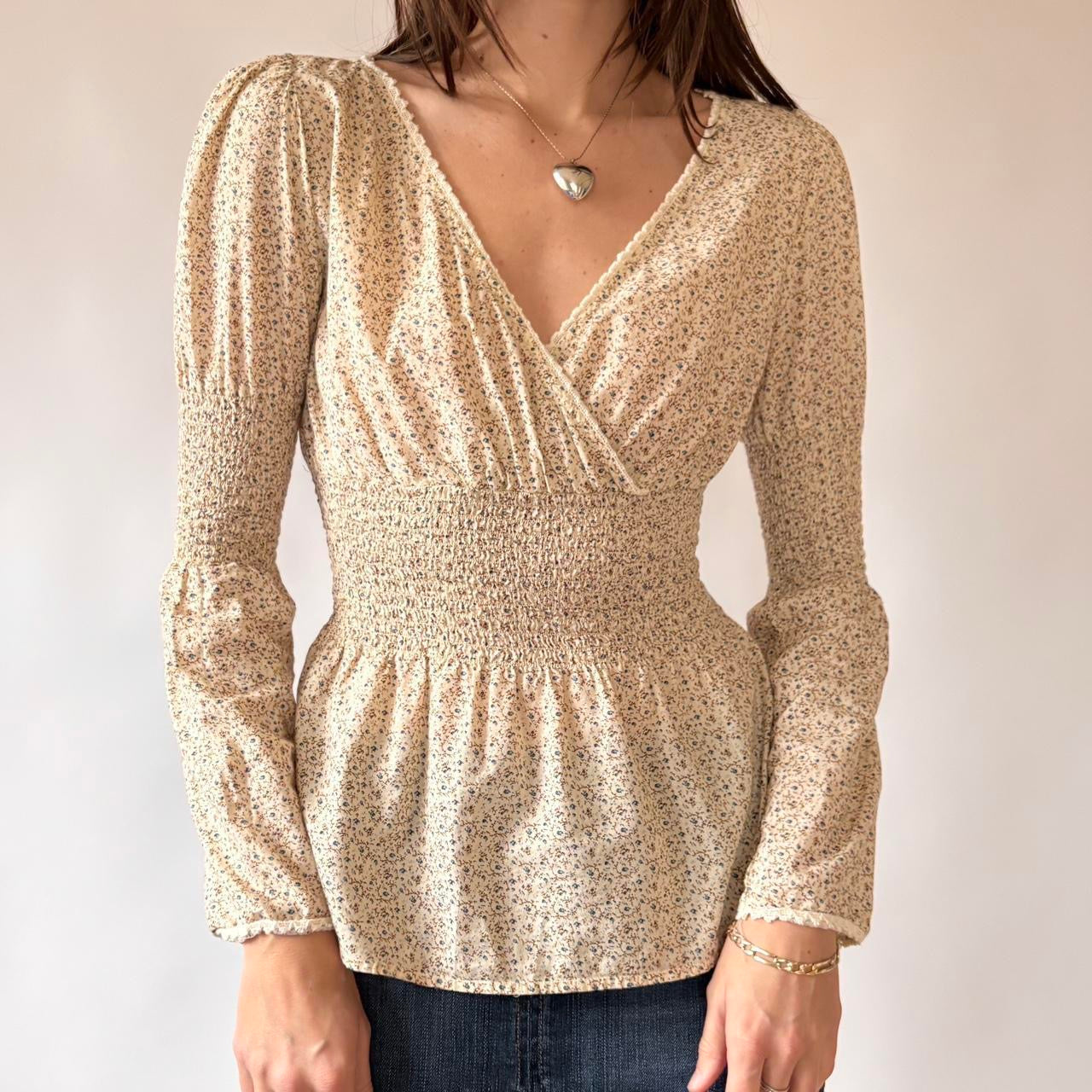 Y2K Floral Boho Longsleeve Top (S)