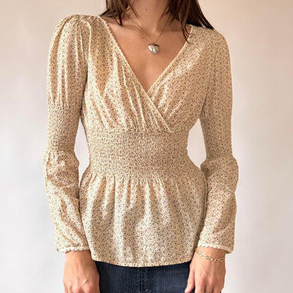 Y2K Floral Boho Longsleeve Top (S)