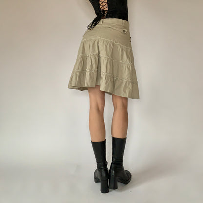 Khaki Ruffle Skirt (S)