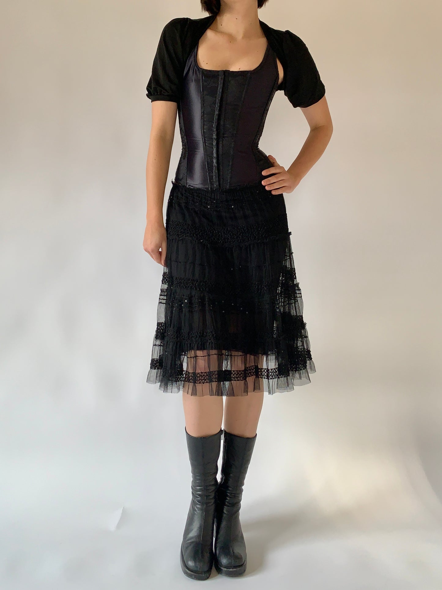 Vintage 1990s Noir Mesh Midi (M/L)