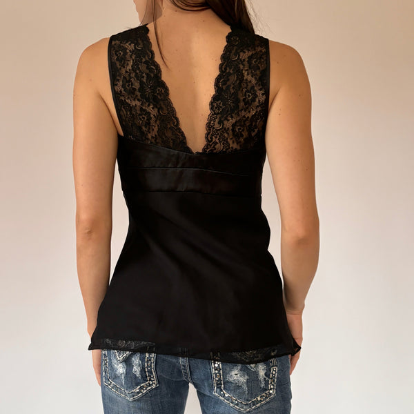 Y2K Noir Silk Cami (XS/S)