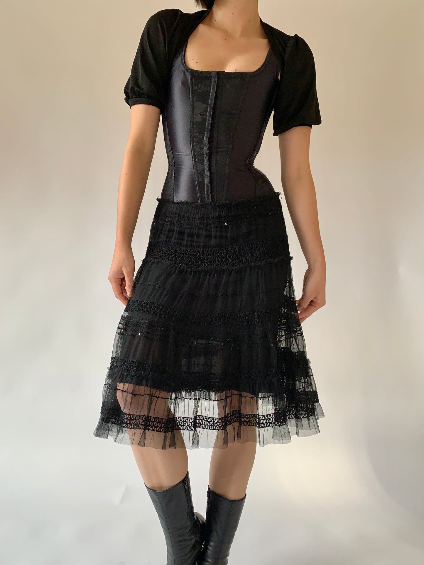 Vintage 1990s Noir Mesh Midi (M/L)