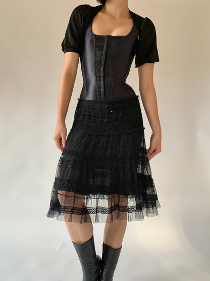 Vintage 1990s Noir Mesh Midi (M/L)