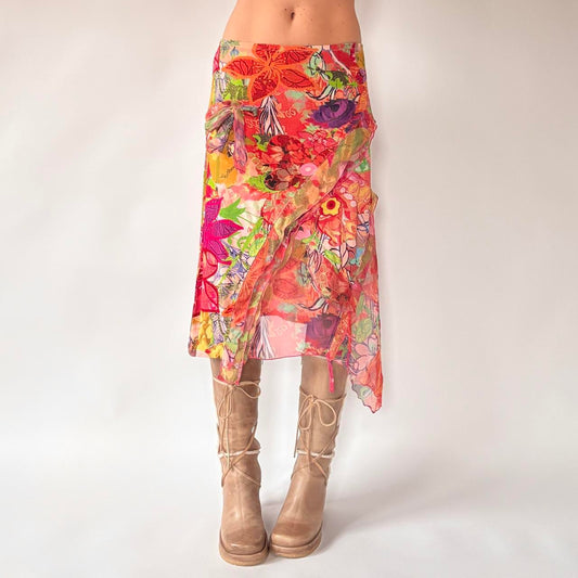 Colorful Graphic Printed Skirt (S/M)