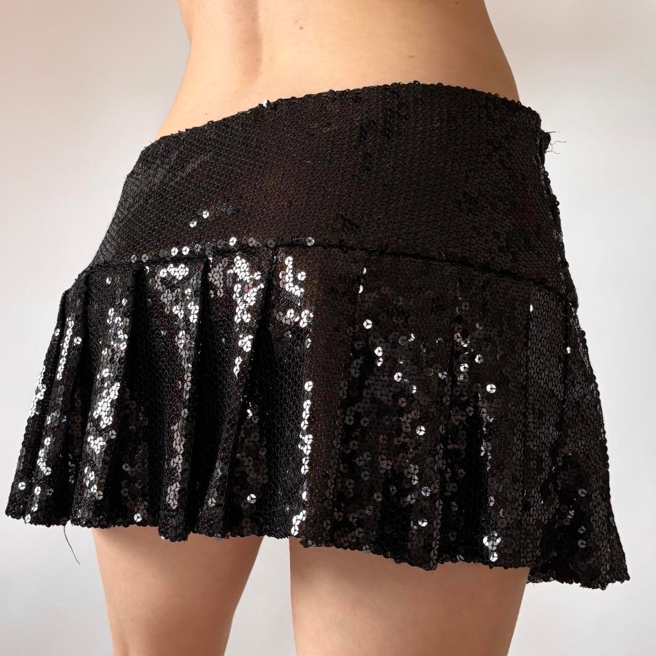 Y2K Pleated Sequin Mini Skirt (M)