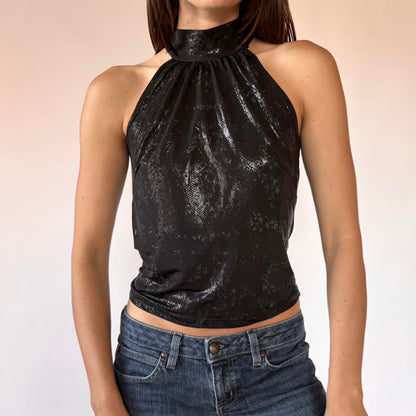 Y2K Snake Print Halter (S)