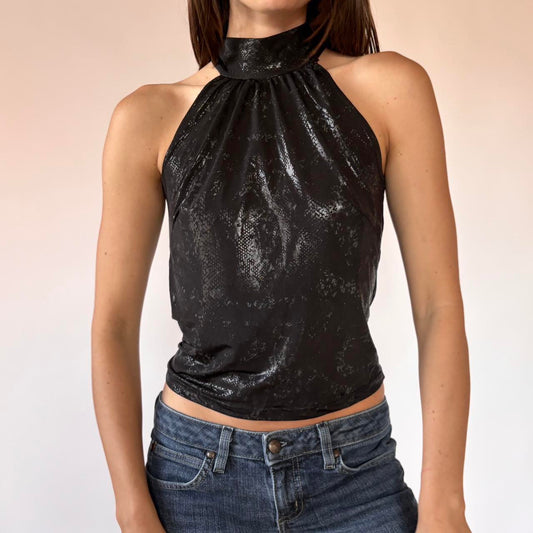 Y2K Snake Print Halter (S)