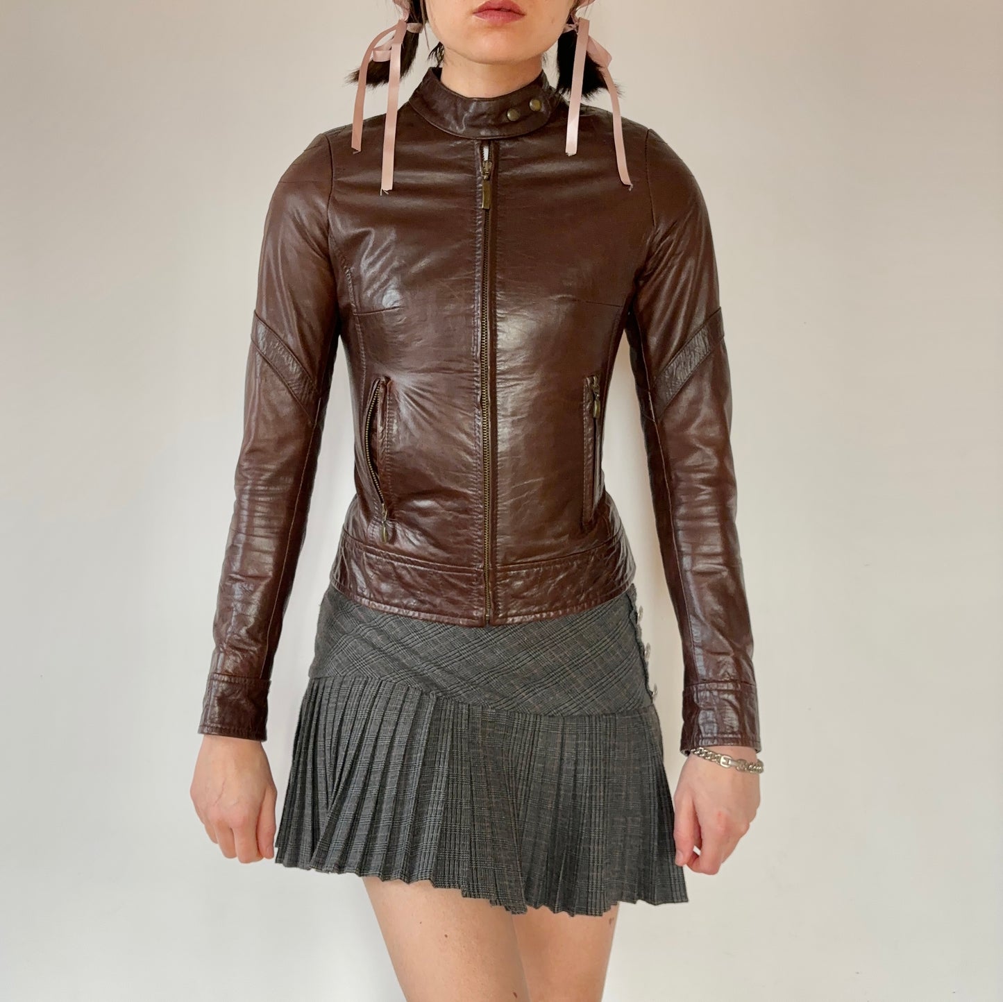 90s Leather Moto Jacket (XXS)