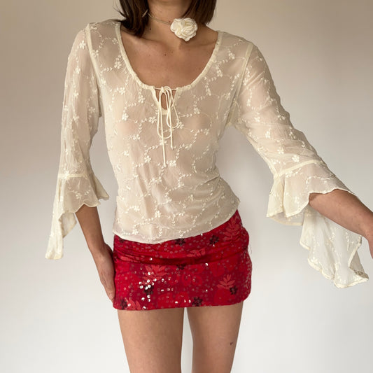 90s Ivory Bell Sleeve Top (M)
