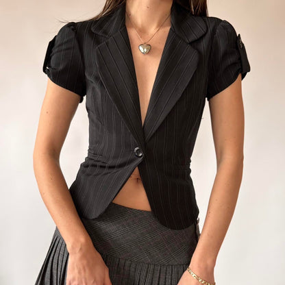 Y2K Pinstripe Office Siren Top (M)
