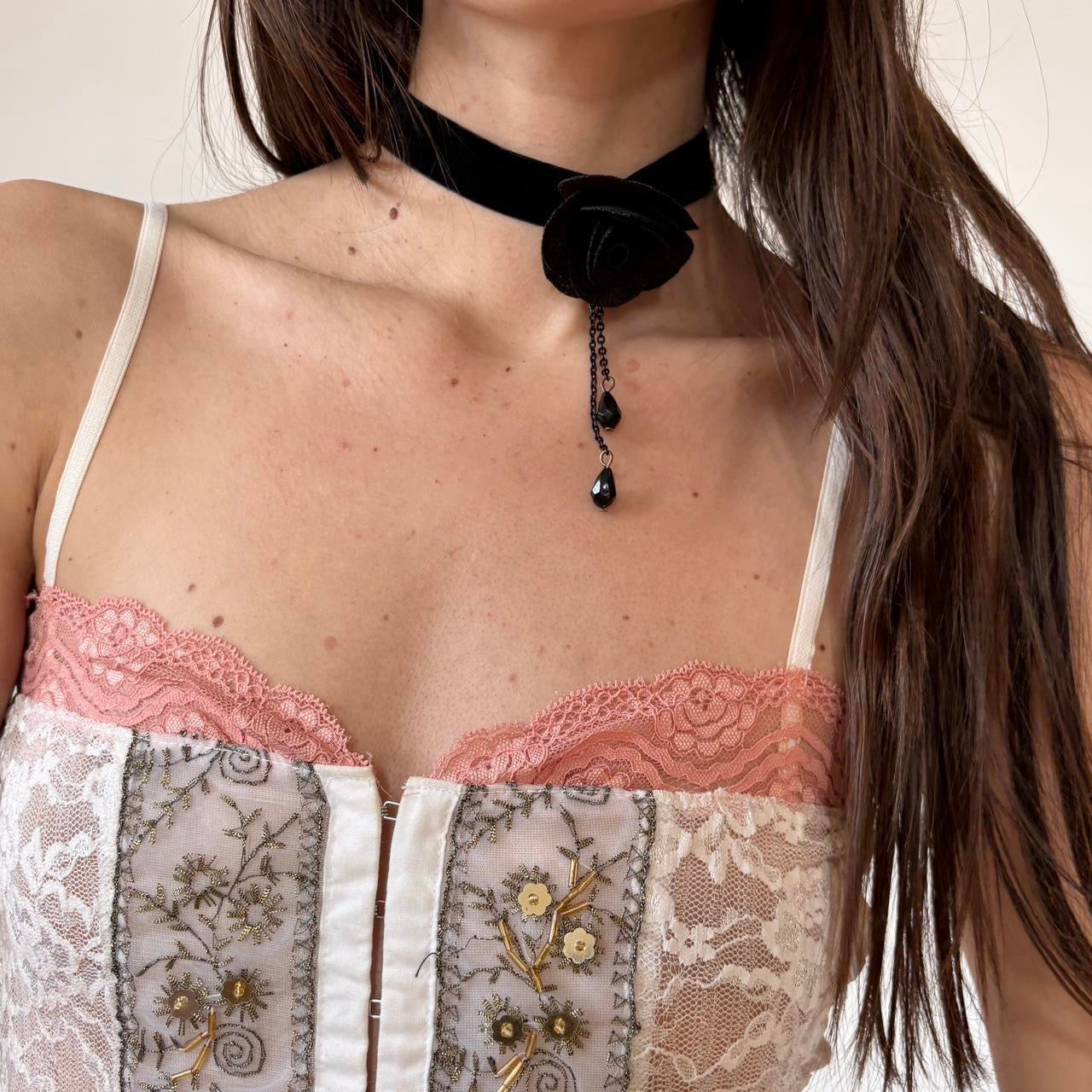 Noir Velvet Rosette Choker Necklace