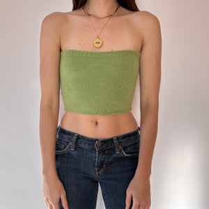 Y2K Cashmere Matcha Tube Top (S)