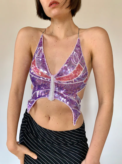Butterfly Sequin Top - Small