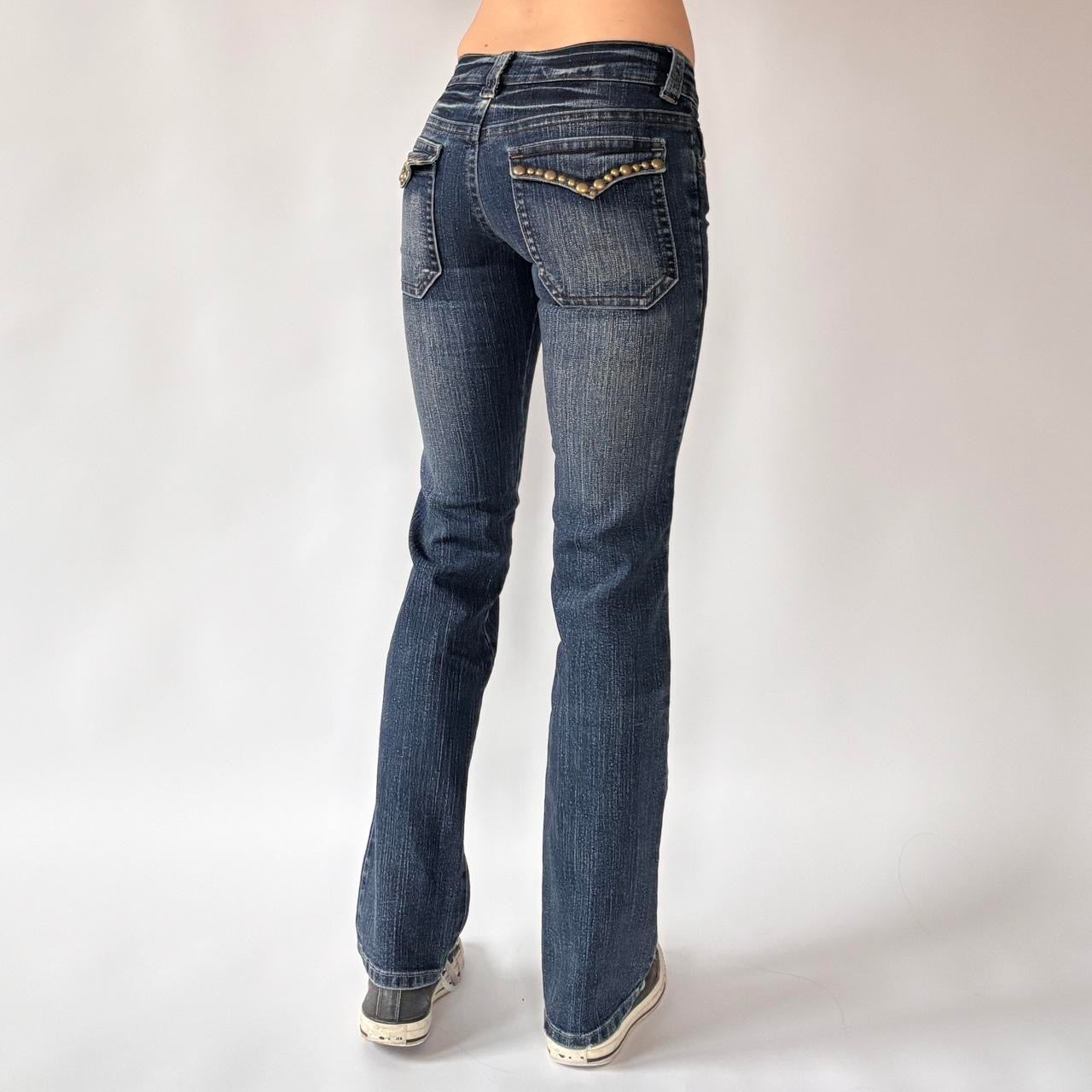 Y2K Low Rise Studded Bootcut Jeans (XXS)