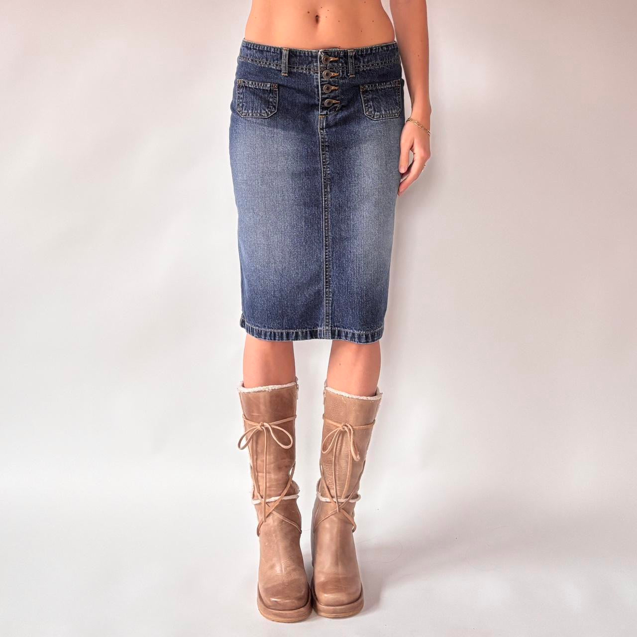 Y2K Denim Midi Skirt (S)