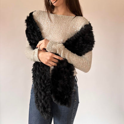 Noir Rabbit Fur Scarf