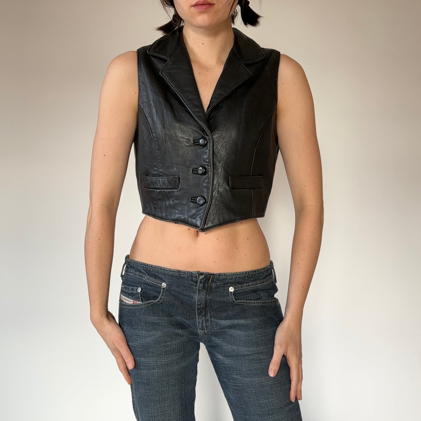 90s Noir Leather Vest (S)