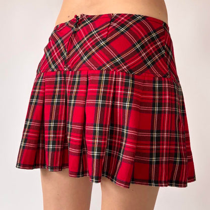 Y2K Pleated Plaid Mini Skirt (S)