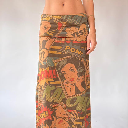 Y2K Graphic Pop Art Maxi Skirt (M/L)