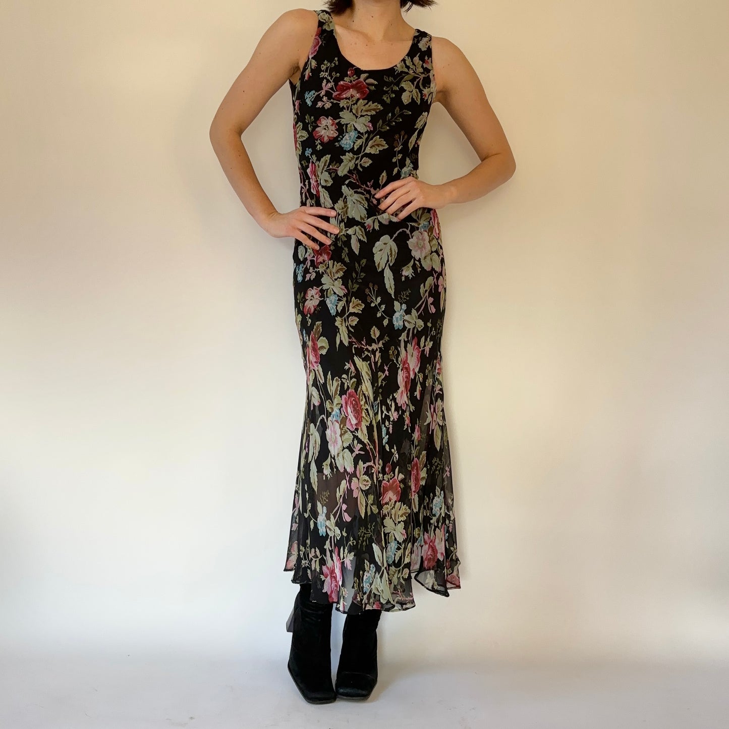 90s Floral Maxi Dress (S)