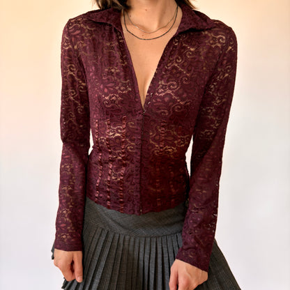 90s Plum Lace Top (M)