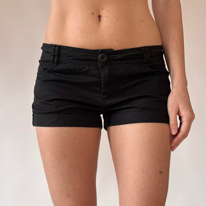 Y2K Black Low Rise Mini Shorts (XS/S)