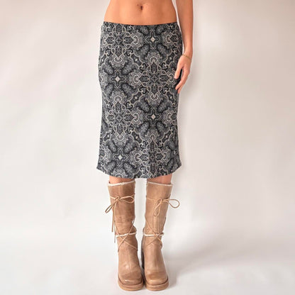 2000s Silk Paisley Midi Skirt (S)