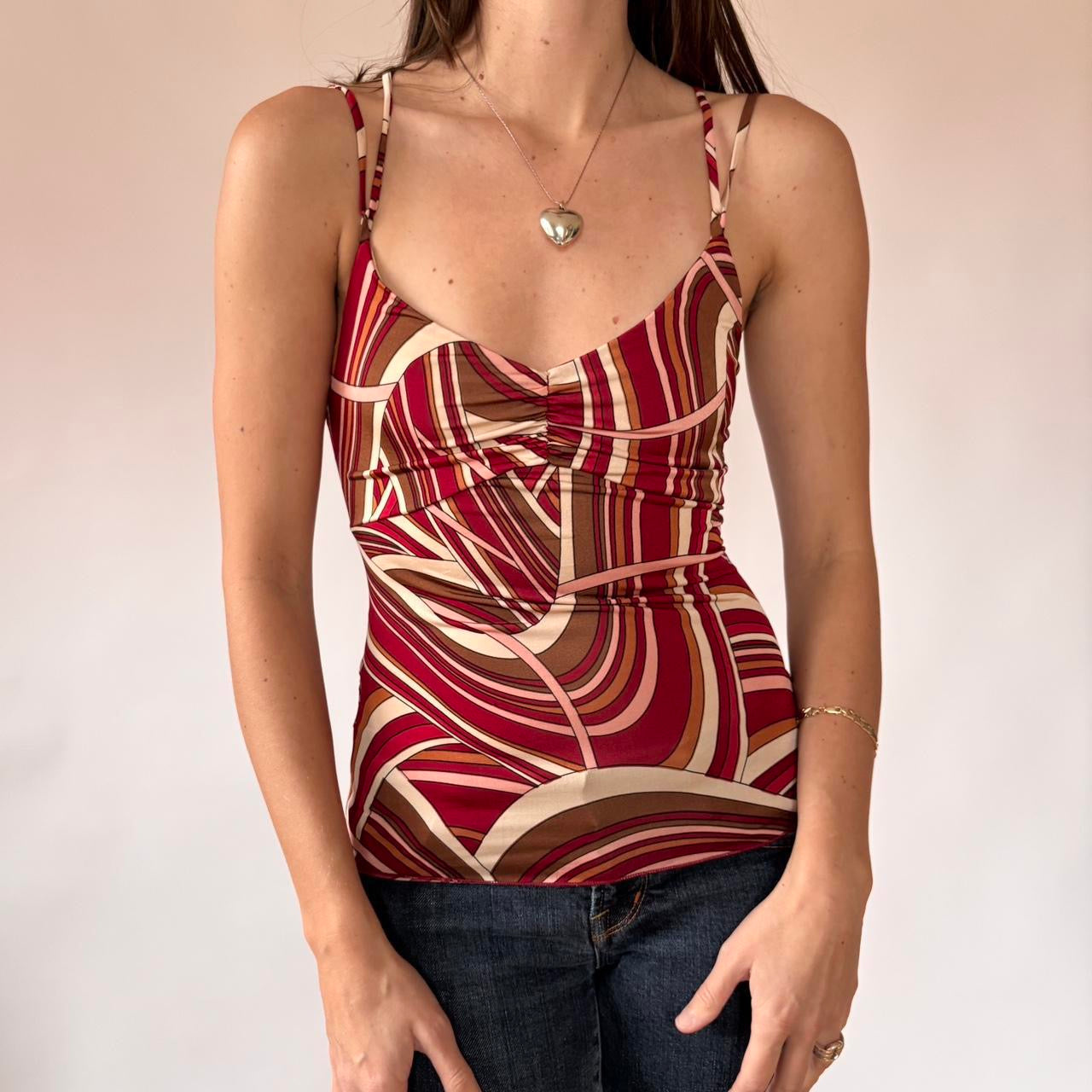 Y2K Groovy Abstract Top (XS)