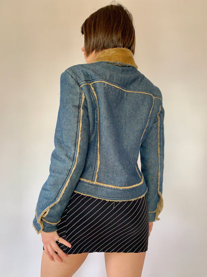 Y2K Denim & Faux Fur Jacket - Small