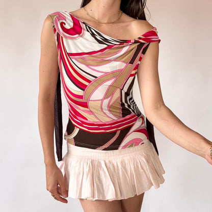 Y2K Groovy Cowl Neck Top (S)